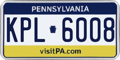 PA license plate KPL6008