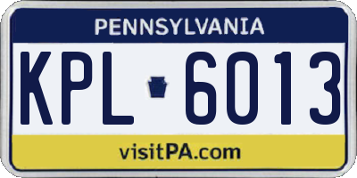 PA license plate KPL6013