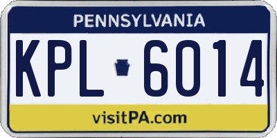 PA license plate KPL6014