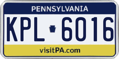PA license plate KPL6016