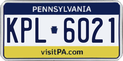 PA license plate KPL6021