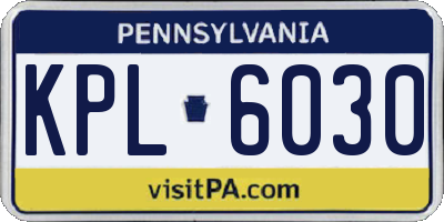 PA license plate KPL6030