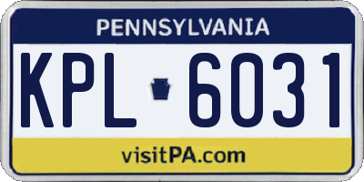 PA license plate KPL6031
