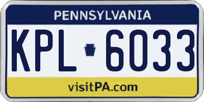 PA license plate KPL6033
