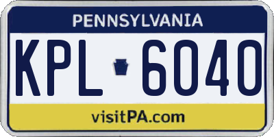 PA license plate KPL6040