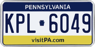 PA license plate KPL6049