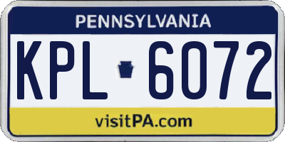 PA license plate KPL6072