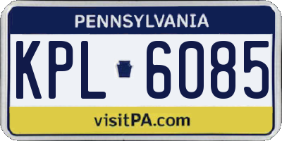 PA license plate KPL6085
