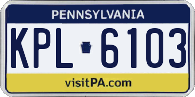 PA license plate KPL6103