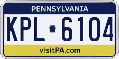 PA license plate KPL6104