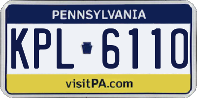 PA license plate KPL6110
