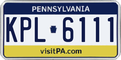 PA license plate KPL6111