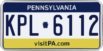 PA license plate KPL6112