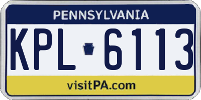 PA license plate KPL6113