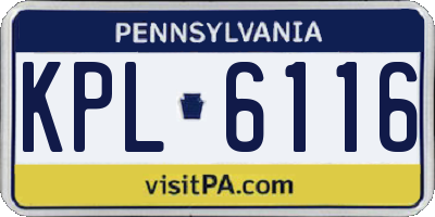 PA license plate KPL6116