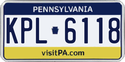 PA license plate KPL6118