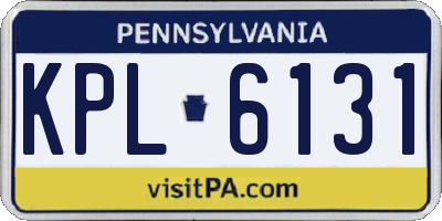 PA license plate KPL6131
