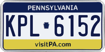 PA license plate KPL6152