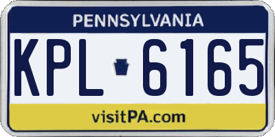 PA license plate KPL6165