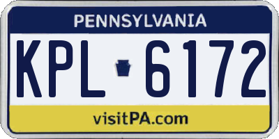 PA license plate KPL6172