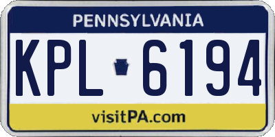 PA license plate KPL6194