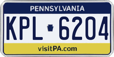 PA license plate KPL6204