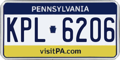 PA license plate KPL6206
