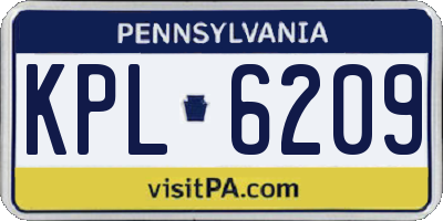 PA license plate KPL6209