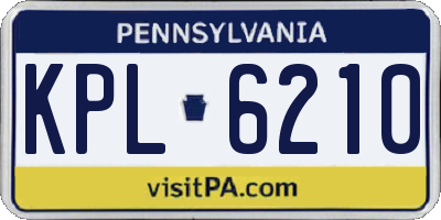 PA license plate KPL6210