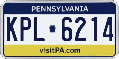 PA license plate KPL6214