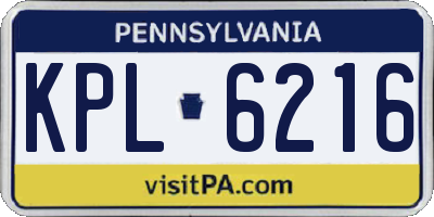 PA license plate KPL6216