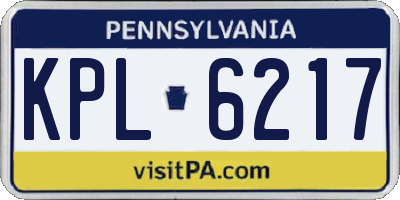 PA license plate KPL6217