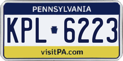PA license plate KPL6223