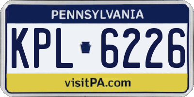 PA license plate KPL6226