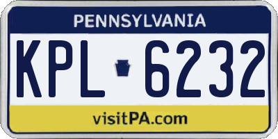 PA license plate KPL6232