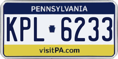 PA license plate KPL6233