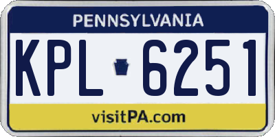 PA license plate KPL6251