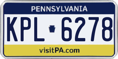 PA license plate KPL6278