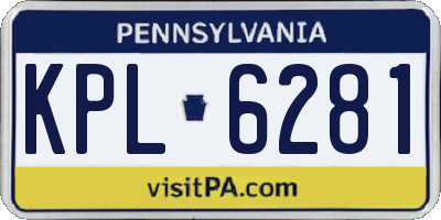 PA license plate KPL6281