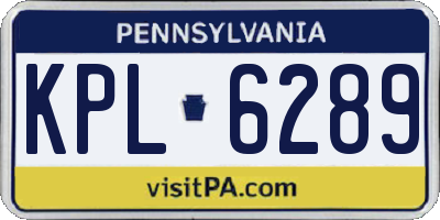 PA license plate KPL6289