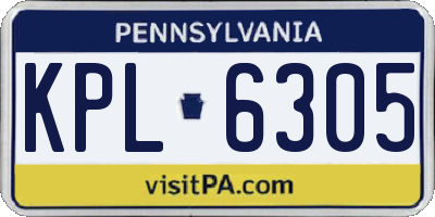 PA license plate KPL6305
