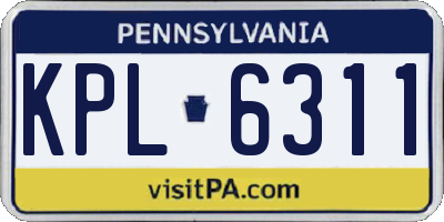 PA license plate KPL6311