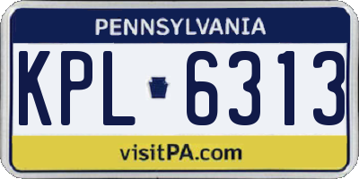 PA license plate KPL6313