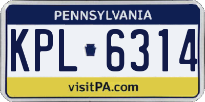 PA license plate KPL6314