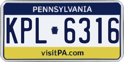 PA license plate KPL6316