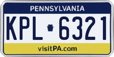 PA license plate KPL6321
