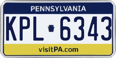 PA license plate KPL6343