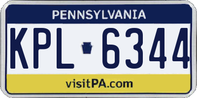 PA license plate KPL6344