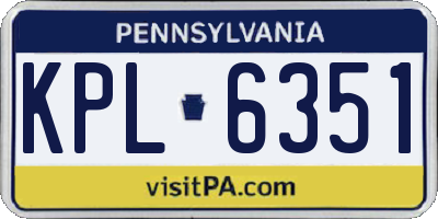 PA license plate KPL6351
