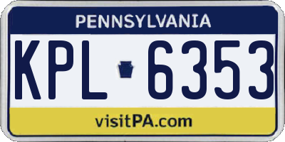 PA license plate KPL6353